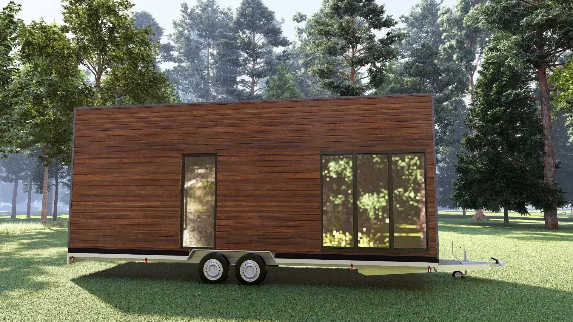 Rendu 3D : tiny house bureau, vue arrière