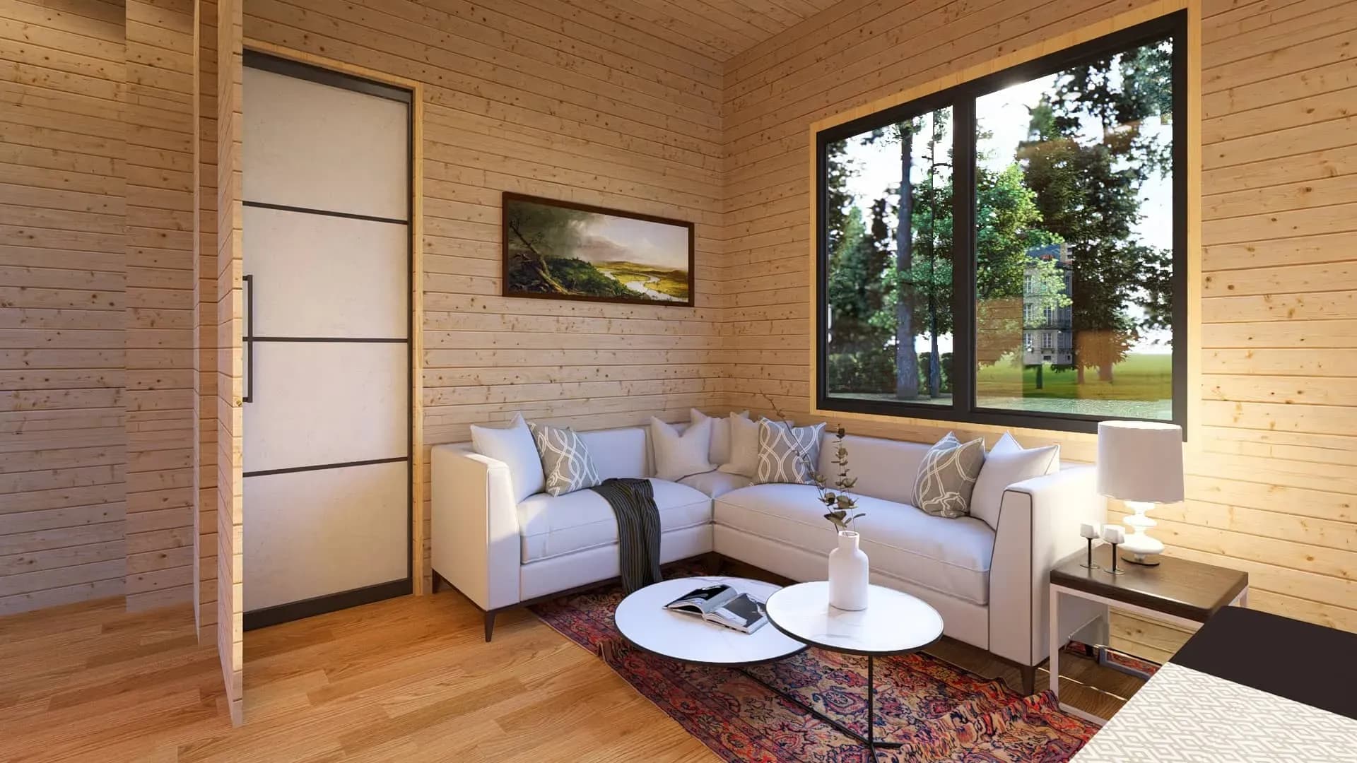 Rendu 3D : salon du mobile home