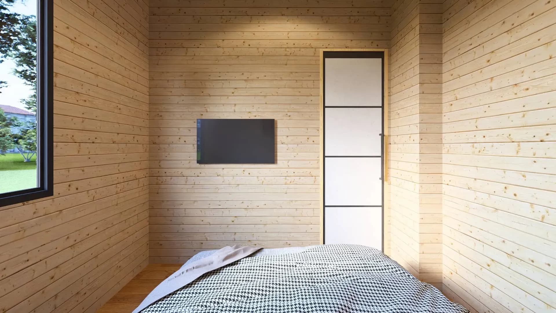 Rendu 3D : chambre du mobile home