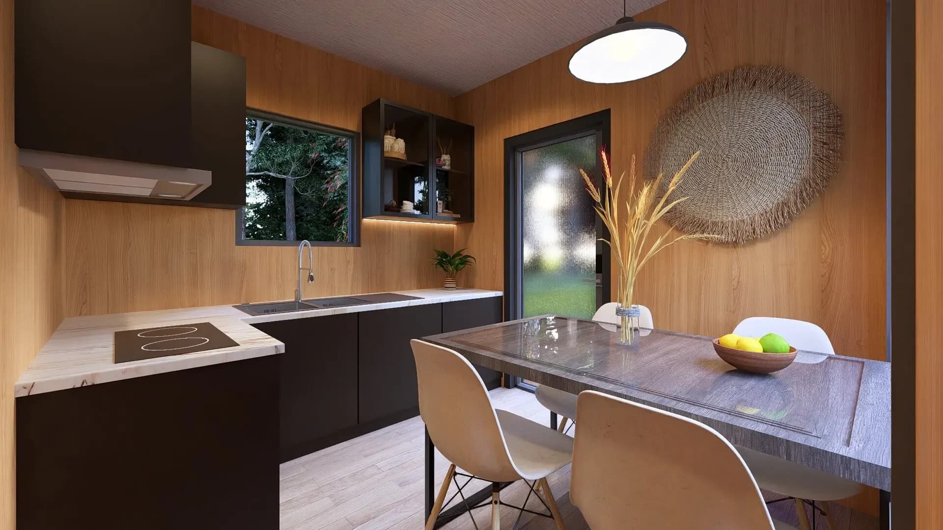 Rendu 3D : cuisine du studio de jardin