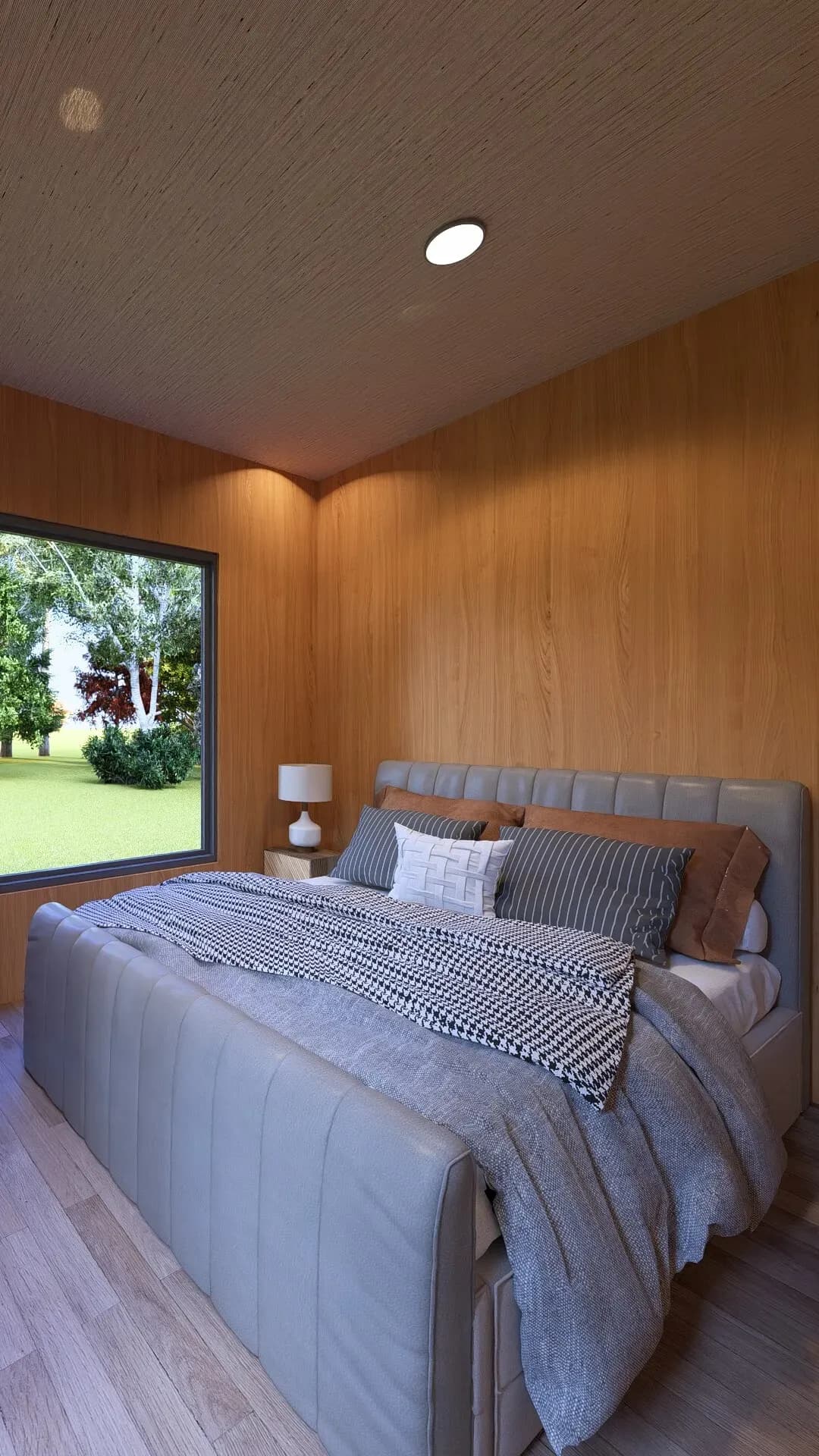 Rendu 3D : chambre du studio de jardin