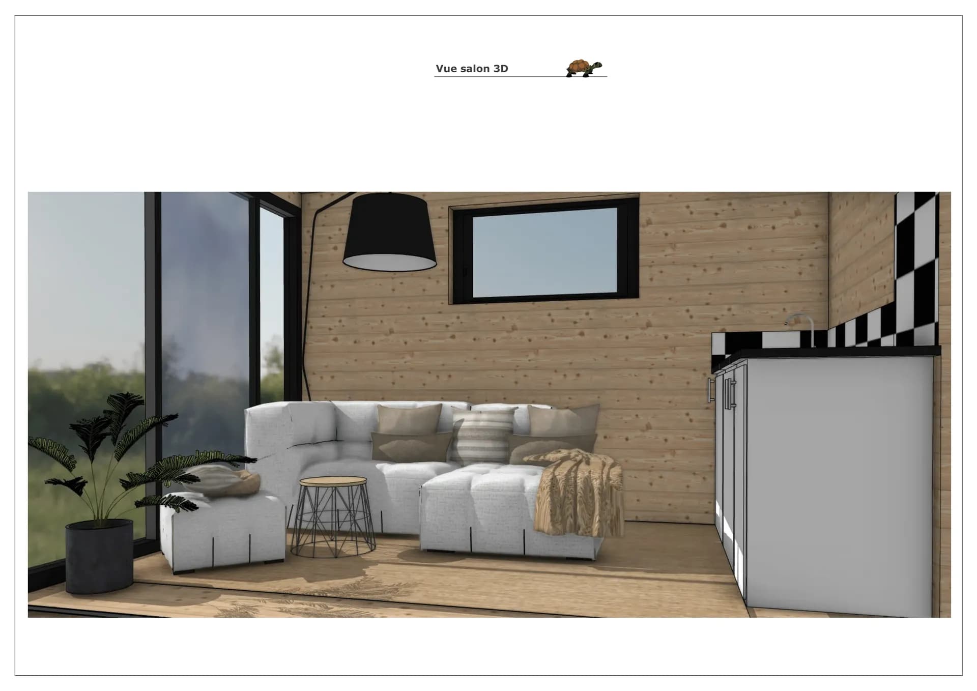 Rendu 3D : salon de la Terrawood, vue 3D