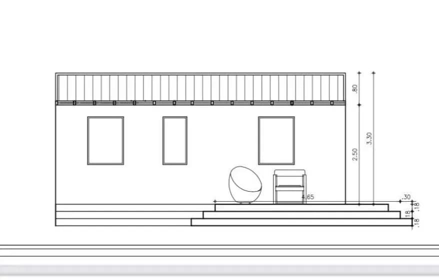 Plan de façade du studio de jardin