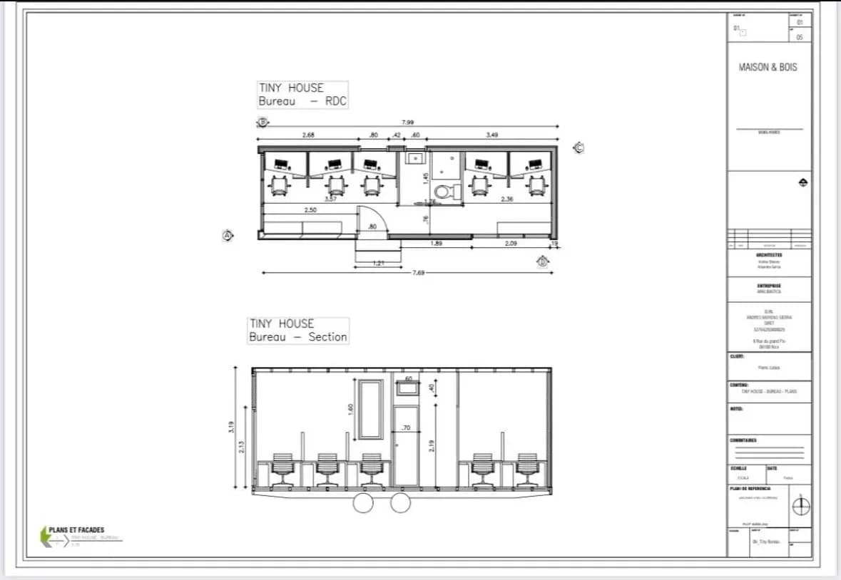 Plan de la tiny house bureau