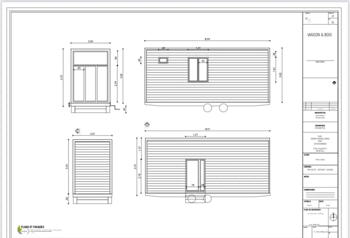 Plan des façades du salon de coiffure