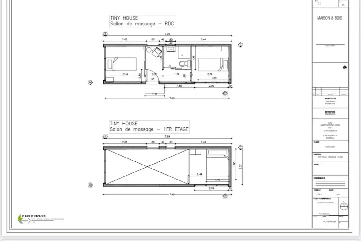 Plan de la tiny house massage